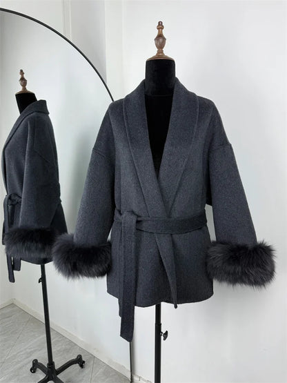 Eulalia - Tossy Fuchs Pelz Wollmantel Damen Kurzmantel
