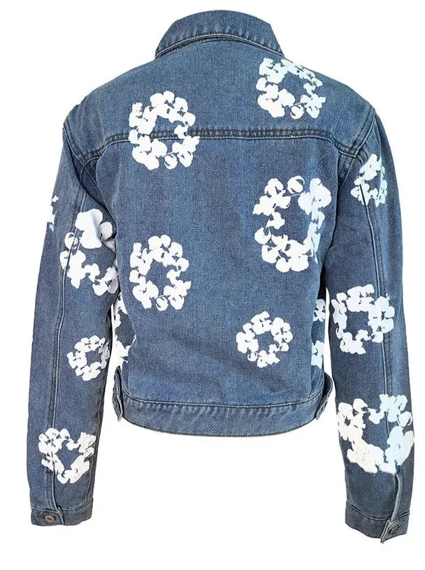 Blumenmuster Denimjacke
