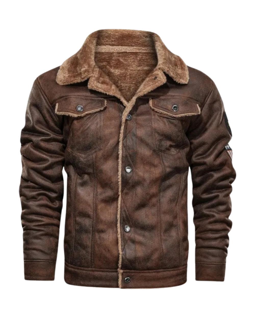 Giacca in Pelle Fleece Elegante e Calda
