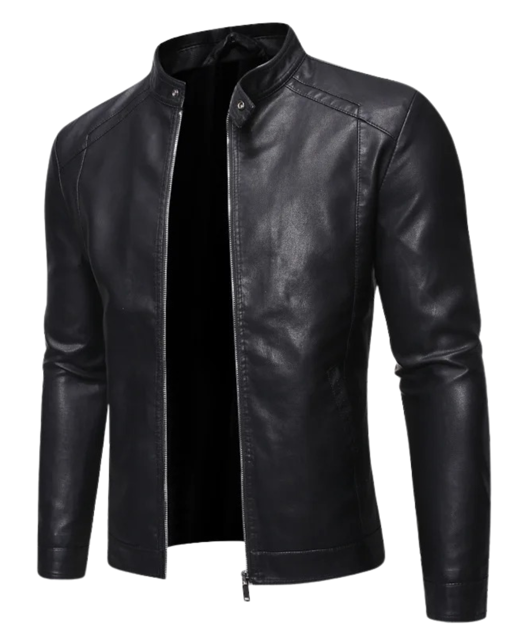 Giacca in Pelle con Collo Alto