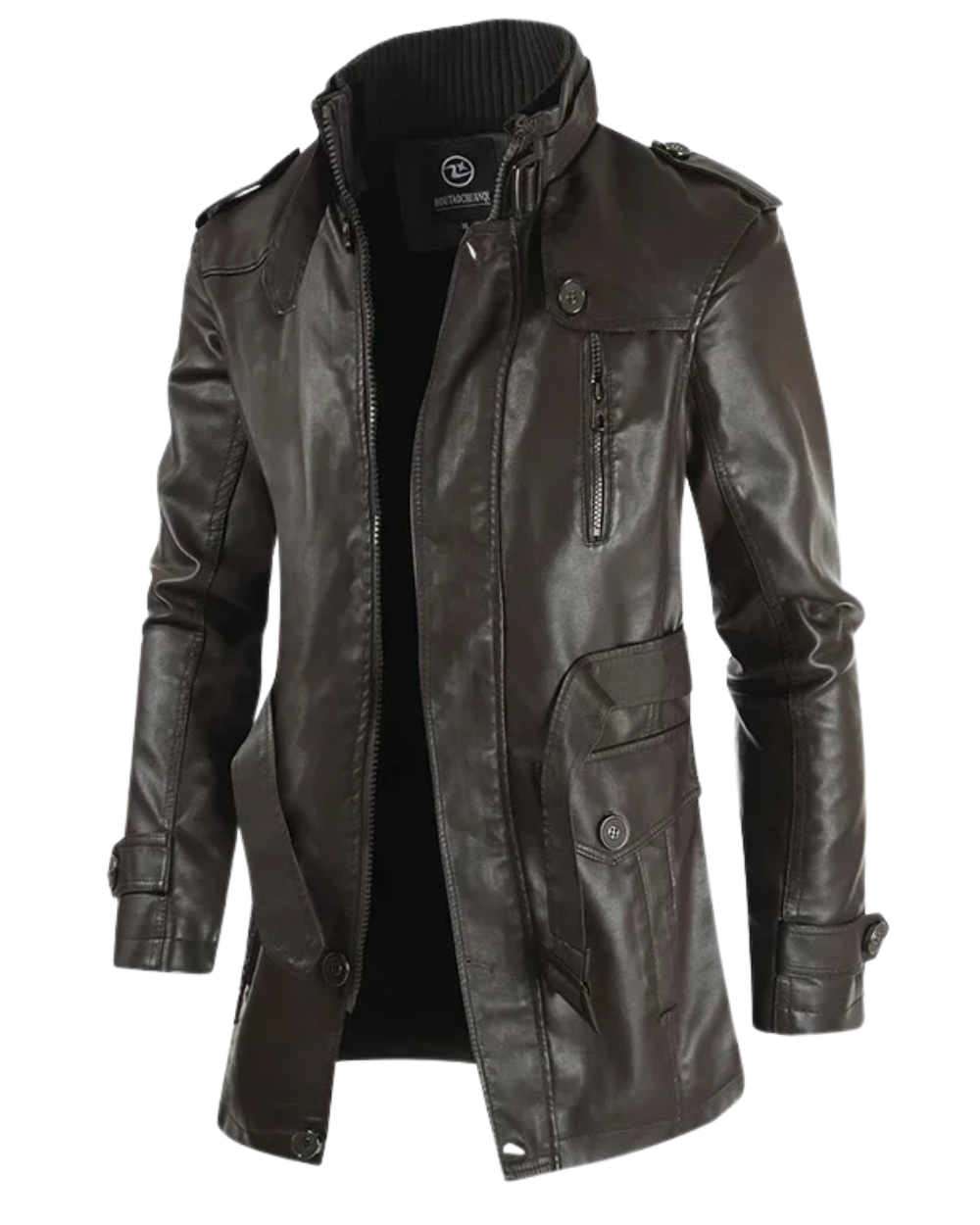 Giacca Biker Lunga in Pelle Elegante