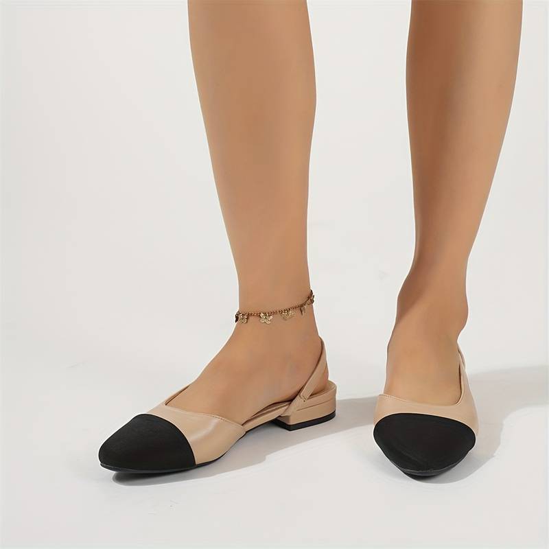 Old Money Damen Kontrastfarbe Elegante Knöchelriemen Chunky Niedrigabsatz Schuhe