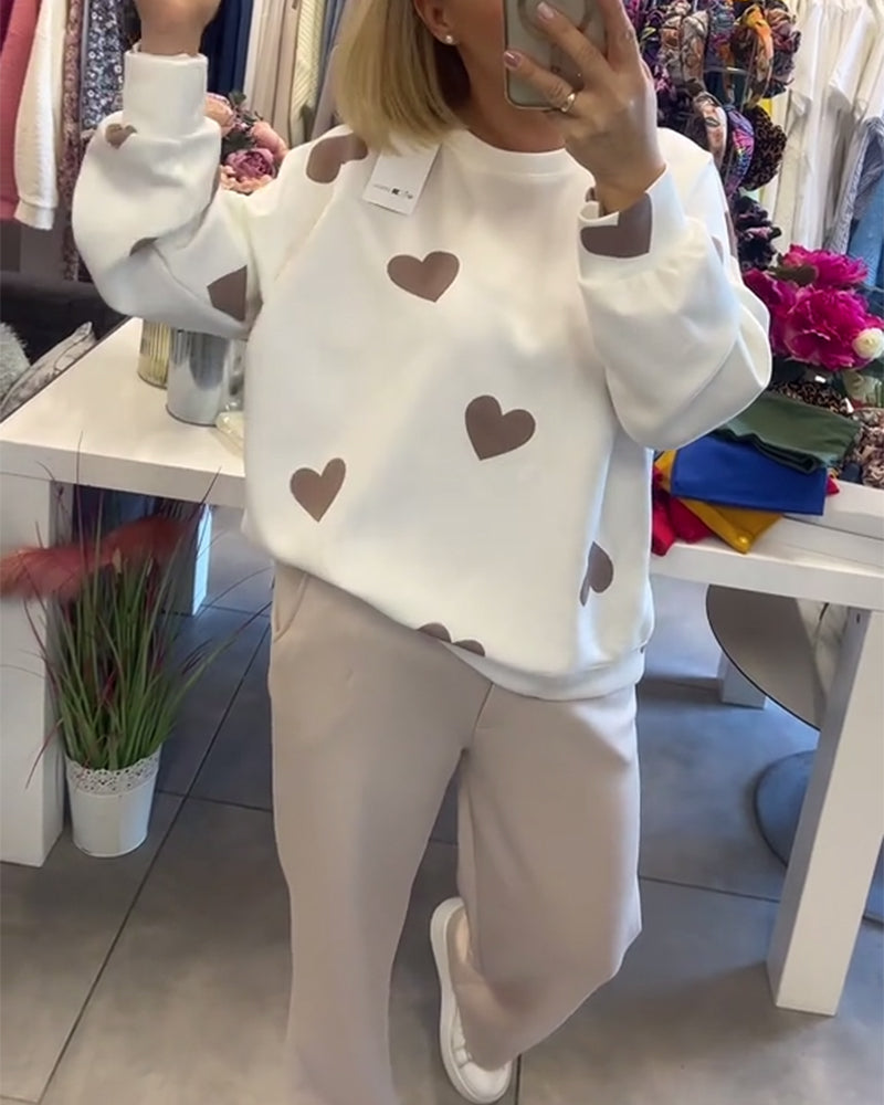 MILU | Baumwollmischung Pullover mit Herzen