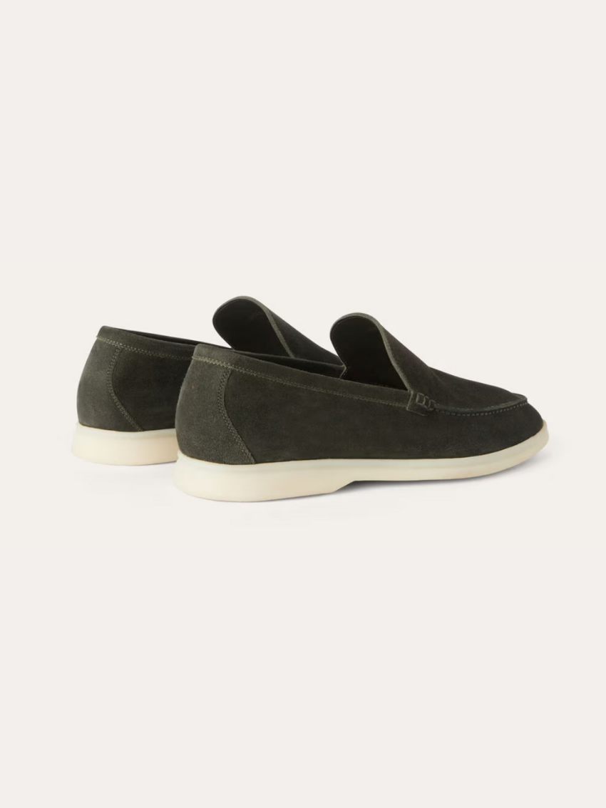 Verfeinerte Wildleder Slipper – Dunkelgrün