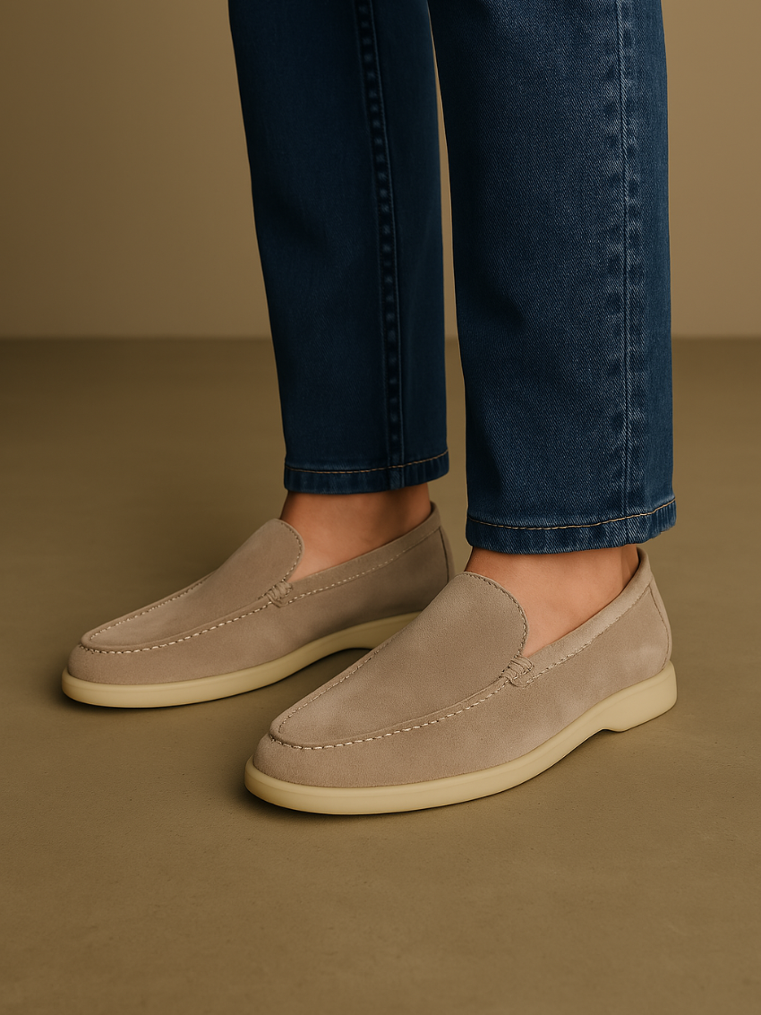 Verfeinerte Wildleder Slipper – Beige Sable