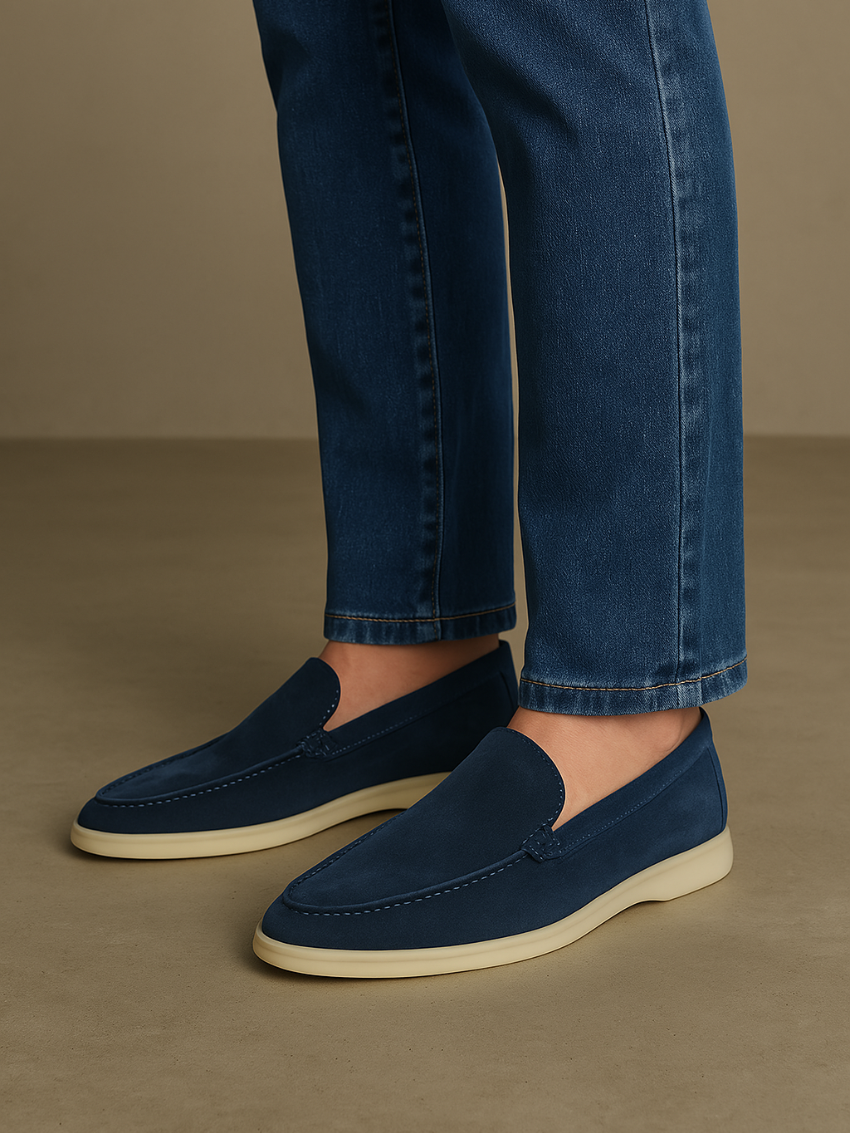 Verfeinerte Wildleder Slipper – Blau