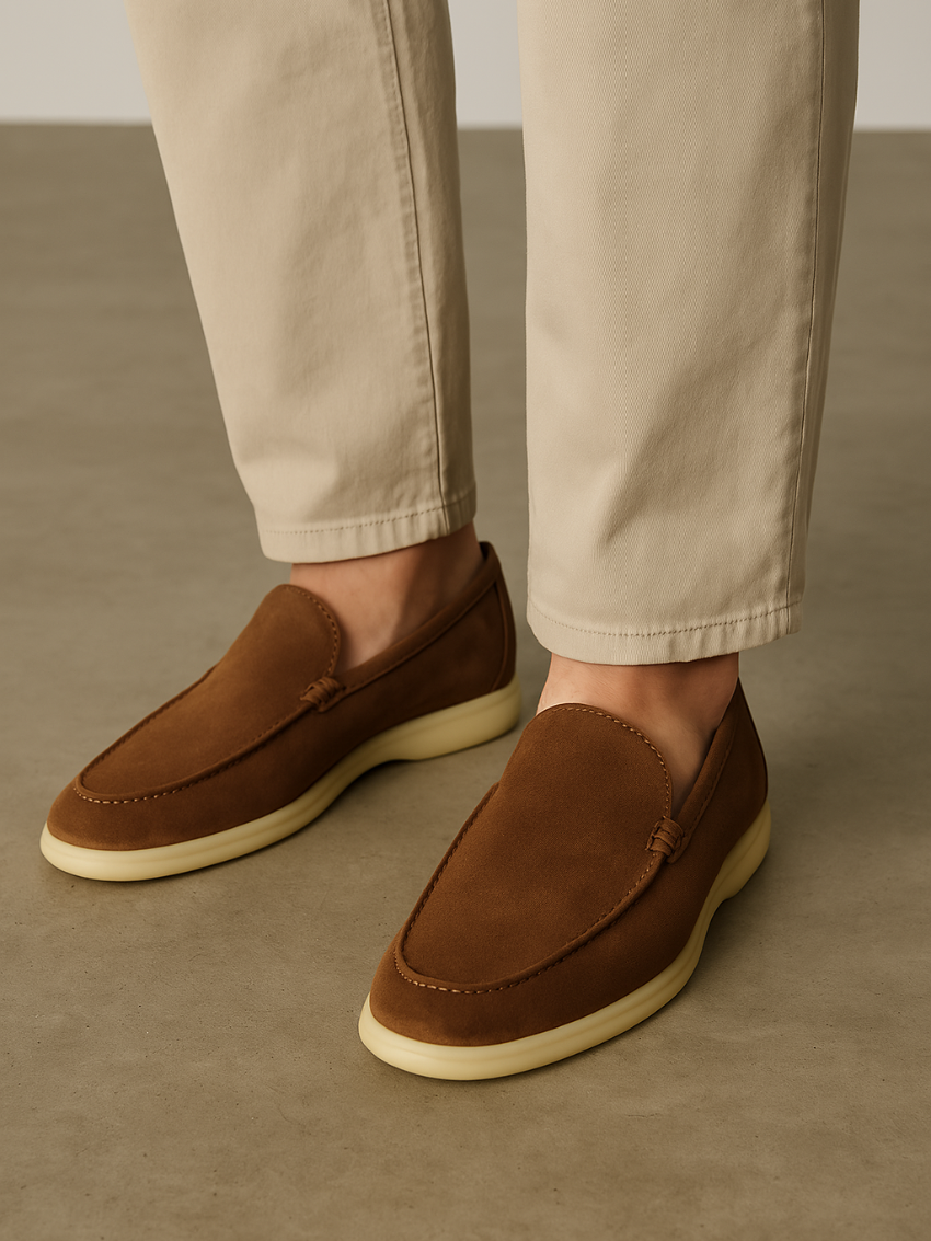 Verfeinerte Wildleder Slipper – Braun