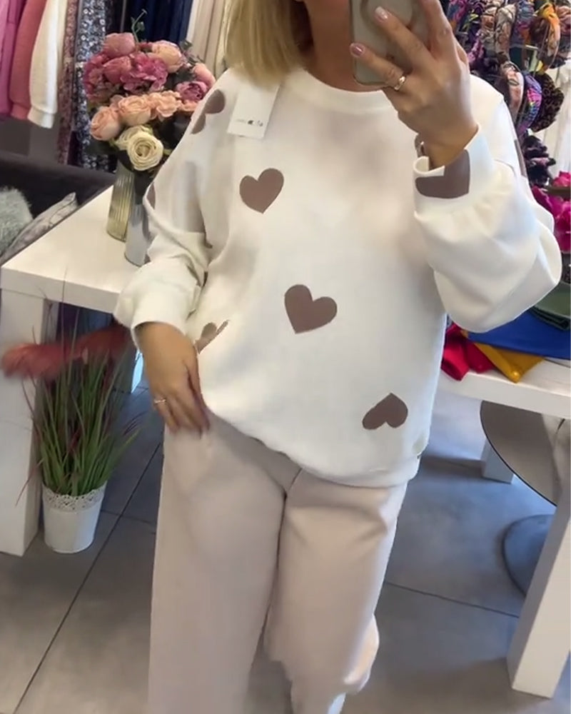 MILU | Baumwollmischung Pullover mit Herzen