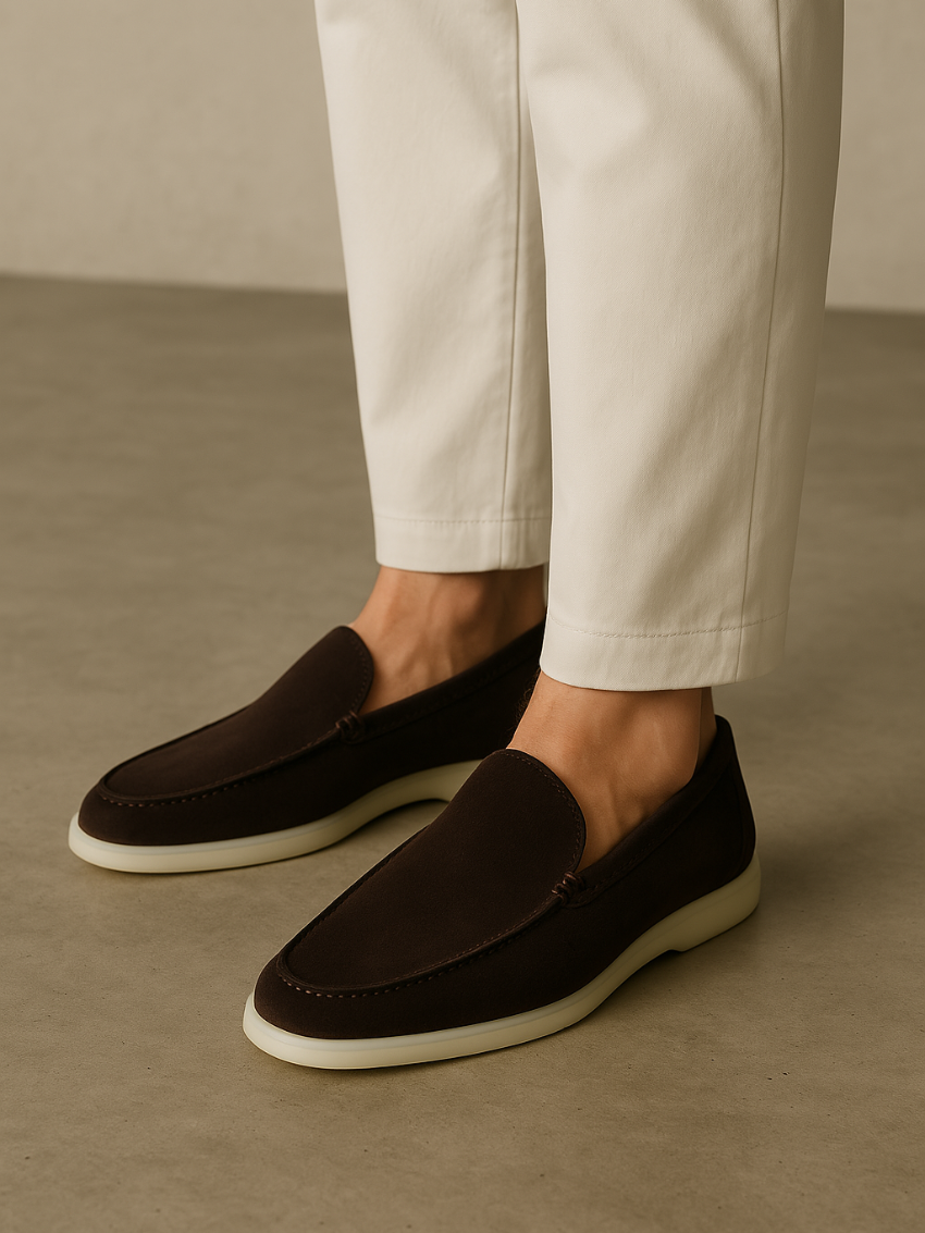 Verfeinerte Wildleder Slipper – Dunkelbraun