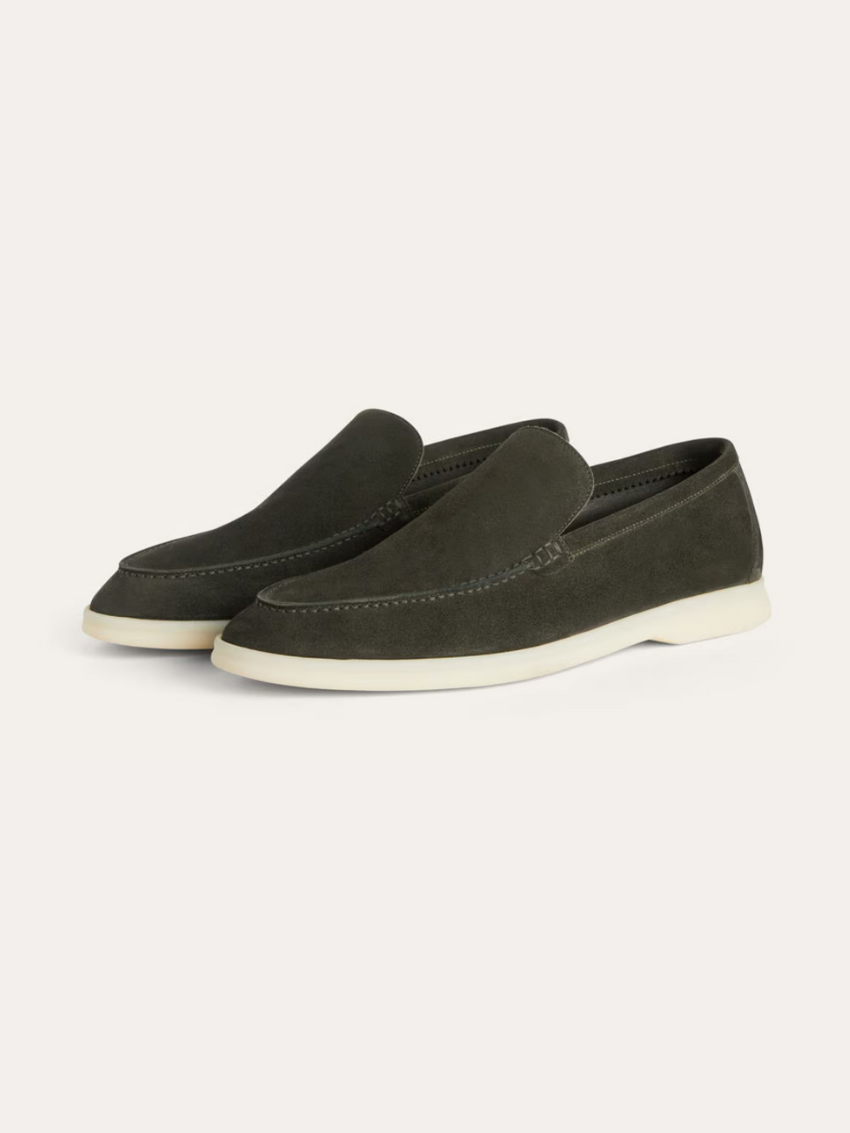 Verfeinerte Wildleder Slipper – Dunkelgrün