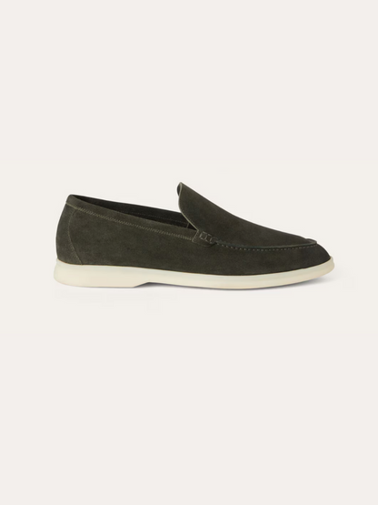 Verfeinerte Wildleder Slipper – Dunkelgrün