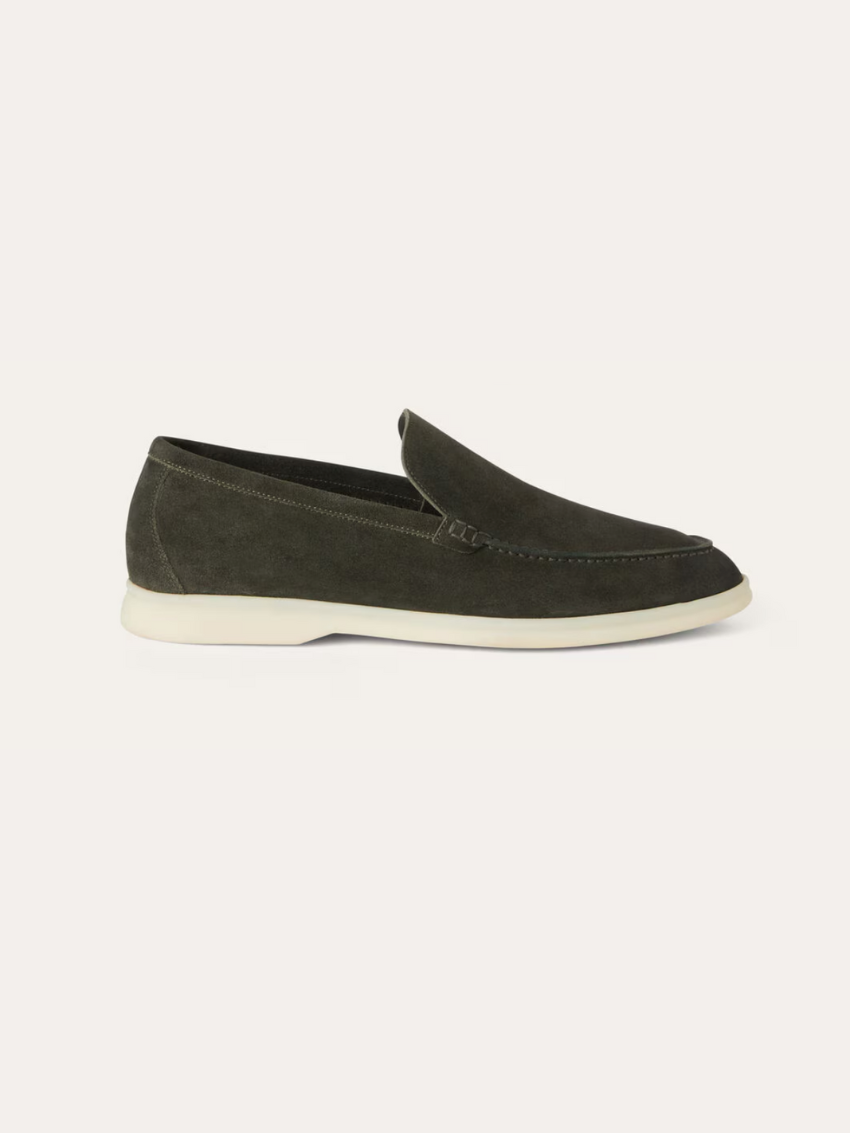 Verfeinerte Wildleder Slipper – Dunkelgrün
