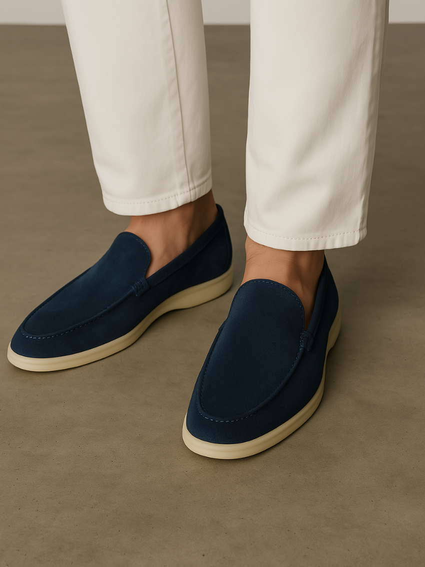 Verfeinerte Wildleder Slipper – Blau