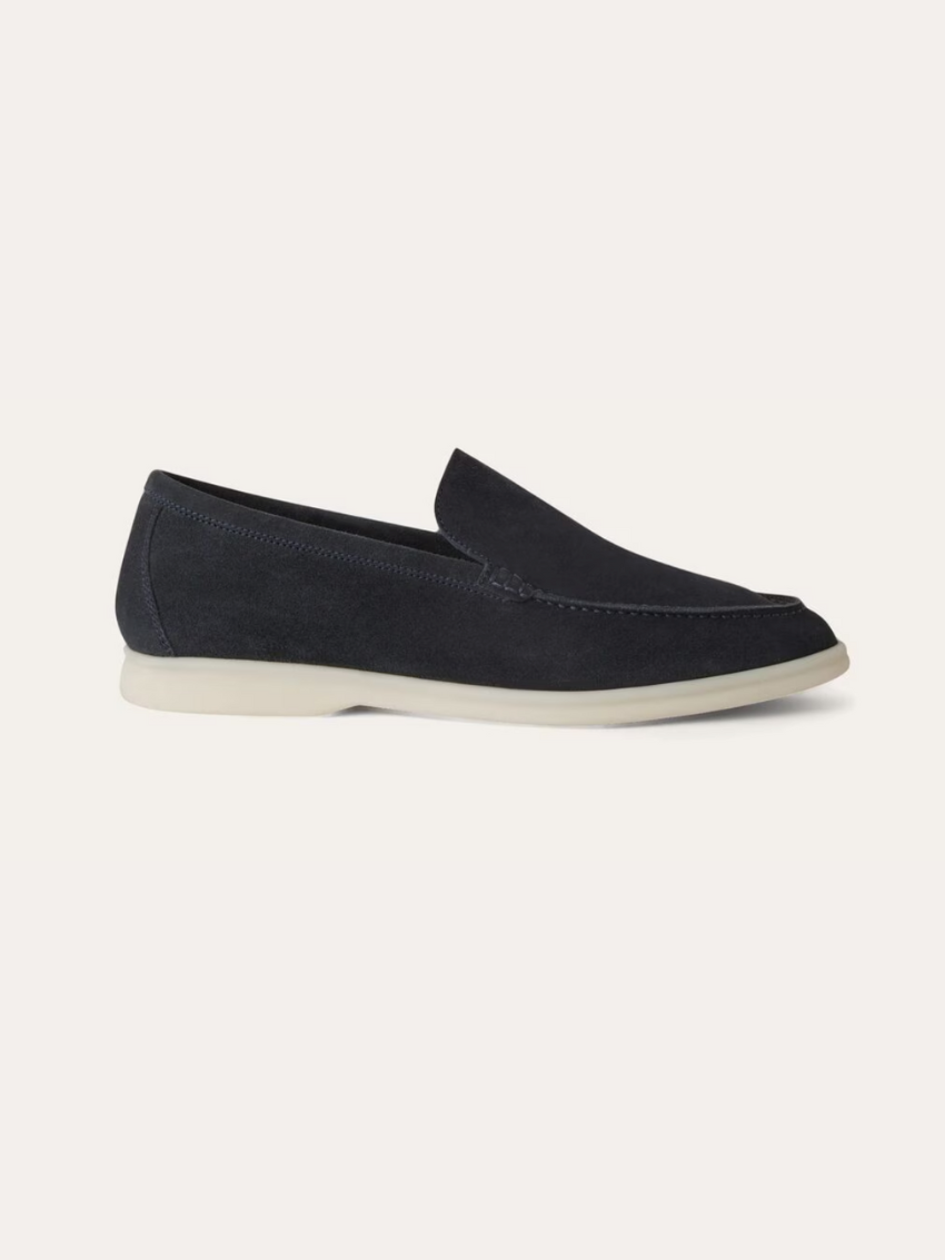 Verfeinerte Wildleder Slipper – Marineblau