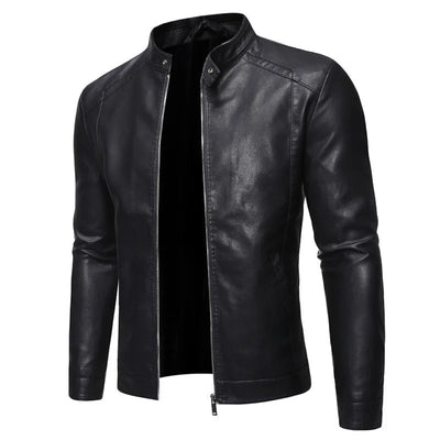 Giacca in Pelle con Collo Alto