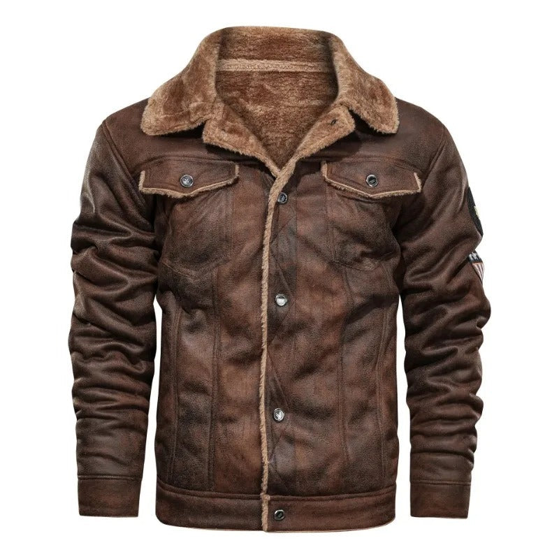 Giacca in Pelle Fleece Elegante e Calda