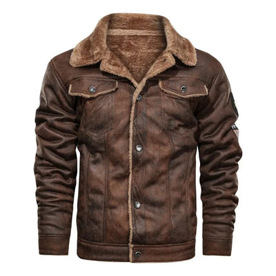 Giacca in Pelle Fleece Elegante e Calda