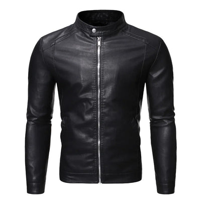 Giacca in Pelle con Collo Alto