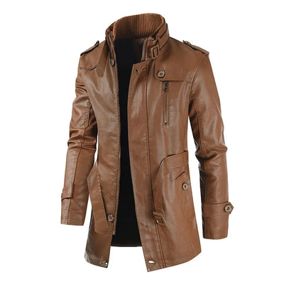 Giacca Biker Lunga in Pelle Elegante