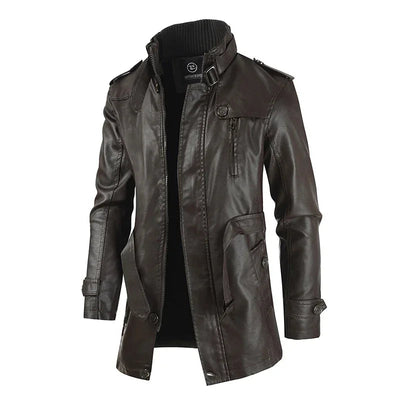 Giacca Biker Lunga in Pelle Elegante