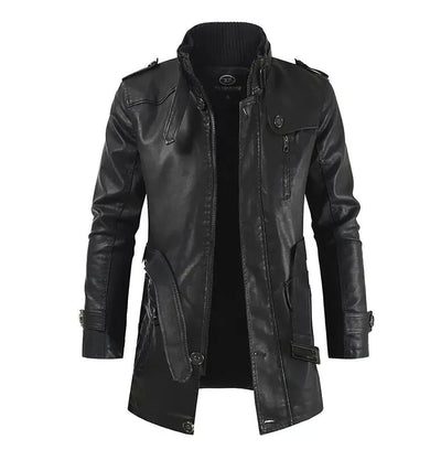 Giacca Biker Lunga in Pelle Elegante