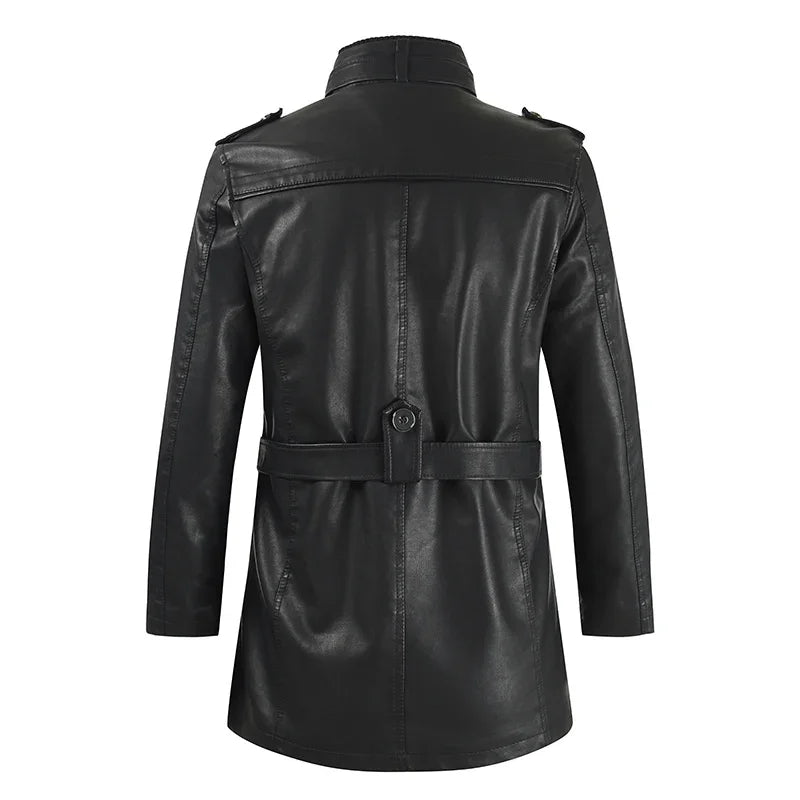 Giacca Biker Lunga in Pelle Elegante