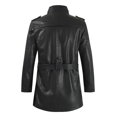 Giacca Biker Lunga in Pelle Elegante
