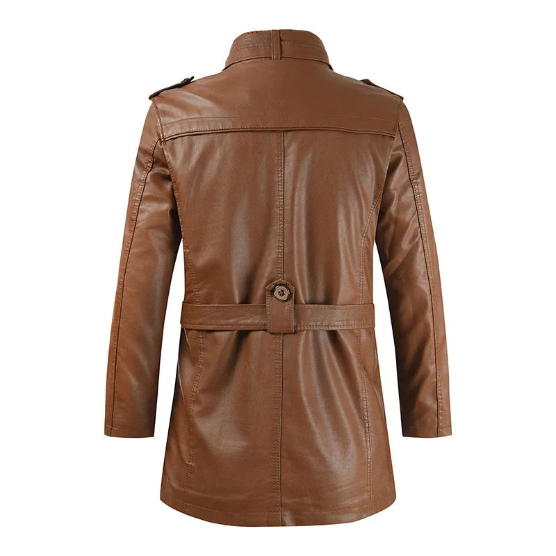 Giacca Biker Lunga in Pelle Elegante