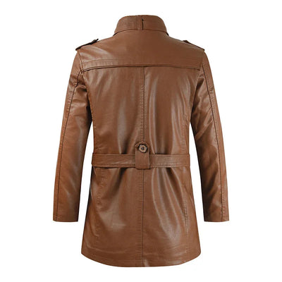 Giacca Biker Lunga in Pelle Elegante
