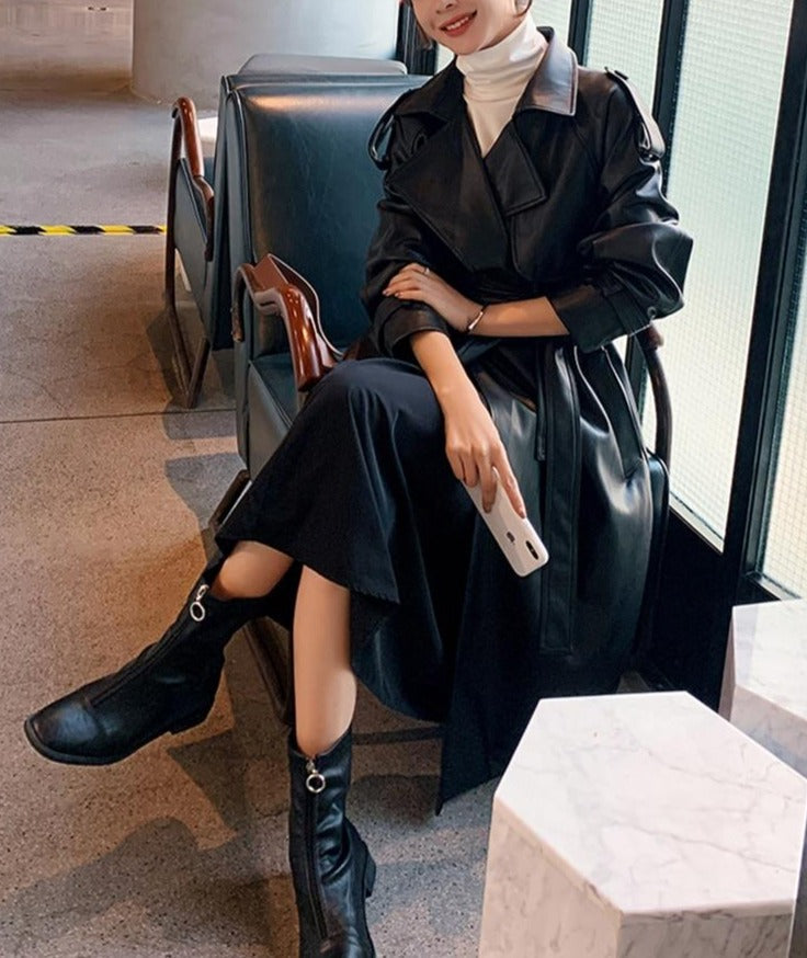 Ciara Leder-Trenchcoat
