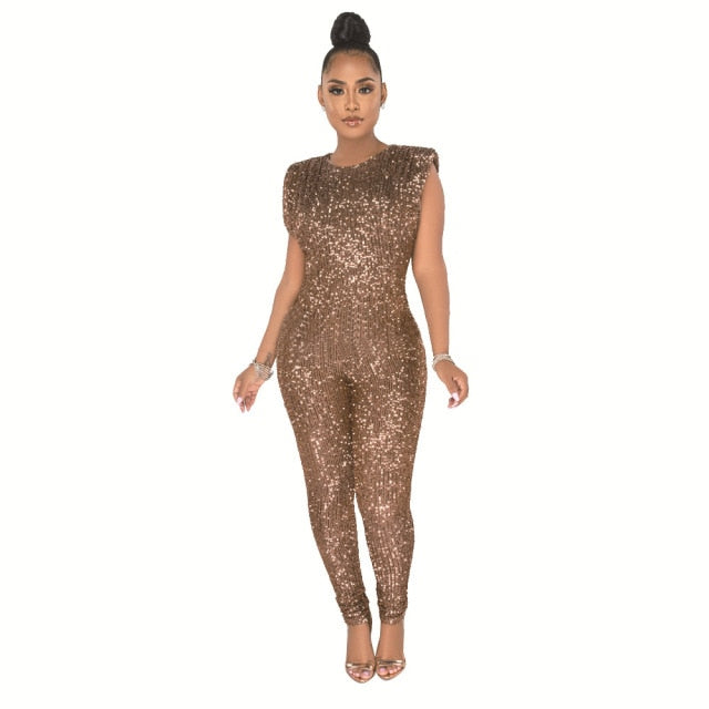Nacht Pailletten Jumpsuit